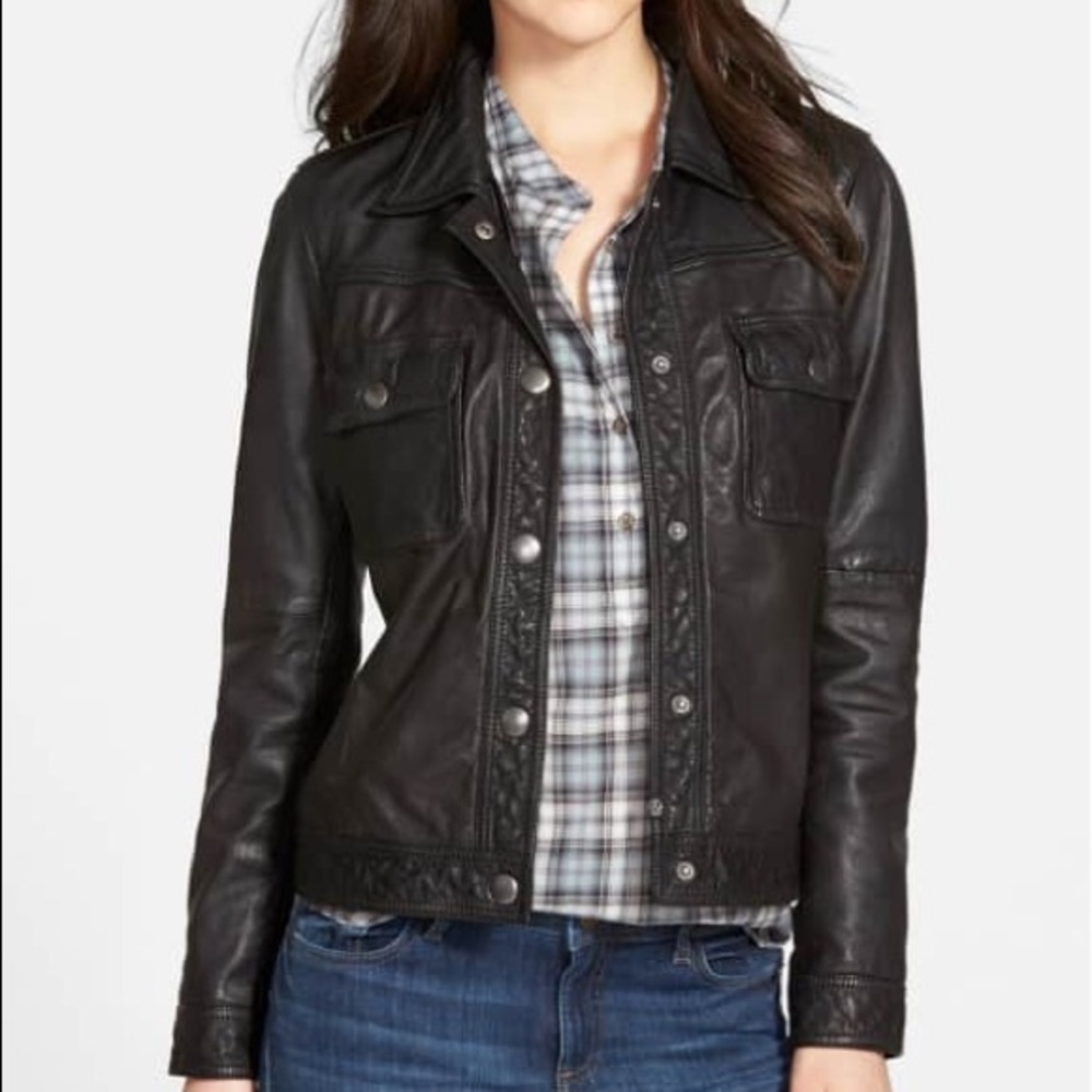 Treasure & Bond Leather Trucker Jacket